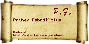 Priher Fabrícius névjegykártya